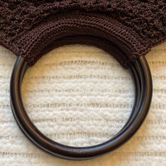 Nine West Crochet and Leather
Handbag Purse Brown Floral Circle
Handle Boho - Picture 3 of 6